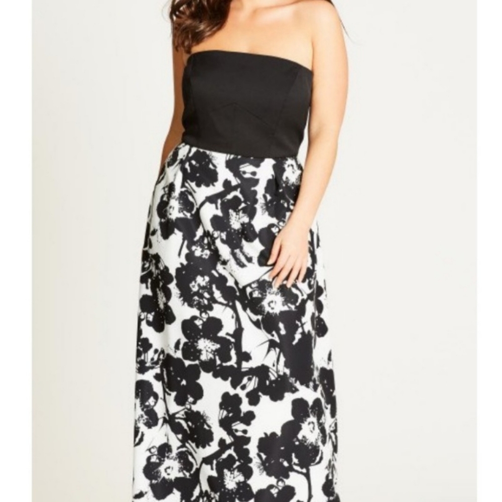 City Chic Painted Poppy Dress XXL 24